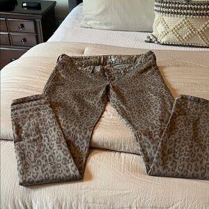 Express Brown Leopard Print Skinny Jeans